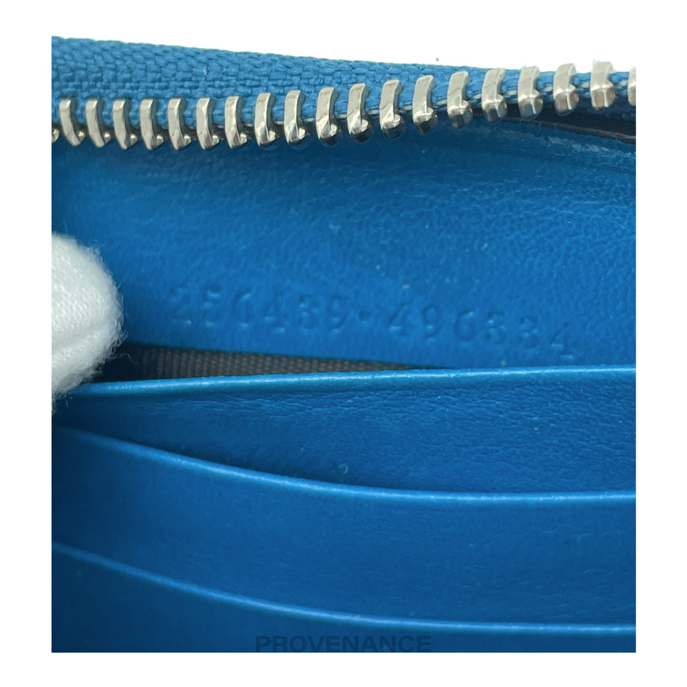 🔴 Gucci Long Zip Wallet - Blue MicroGuccissima Leather - Picture 7 of 8
